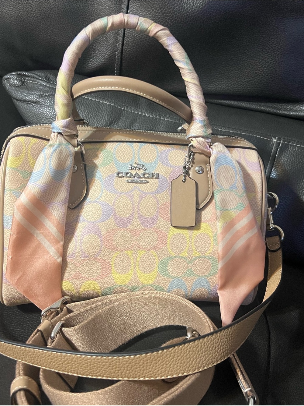 Coach Pastel Signature Rowan with matching Twilly and Shoulder Strap